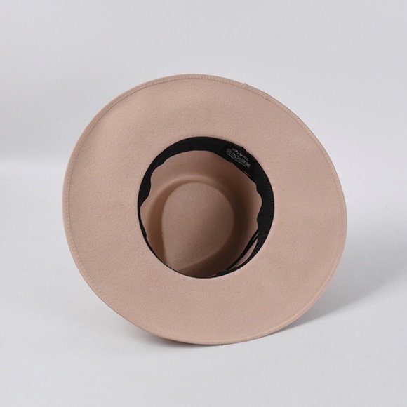 Light Taupe Wide Brim Grosgrain Band Panama Hat - Picture 10 of 10